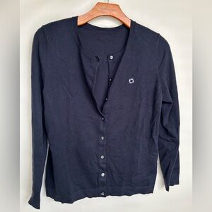 Land's End Chase Bank Navy Long-Sleeve Button Cardigan